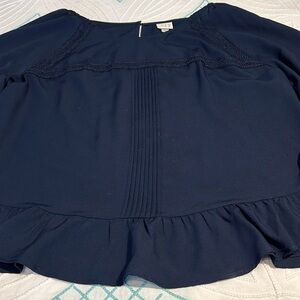 A new day | Women’s Navy Blue Blouse Ruffled Sleeve | Size X